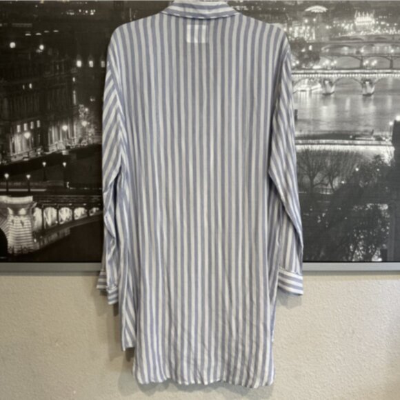 Rails Women's Size Large Bermuda Stripe Button Up Sleep Shirt Pocket Blue White - Picture 4 of 10